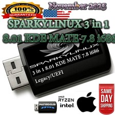 SparkyLinux 3-in-1 Bootable USB KDE 8.01 • MATE 8.01 • i686 7.8 Legacy & UEFI picture