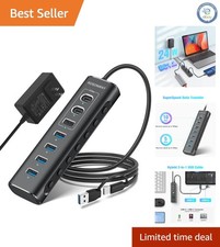 Aluminum 7-Port Powered USB Hub - Blazing-Fast 10Gbps Transfer & Safety Features picture