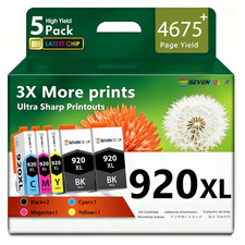 920XL Ink Cartridges to use with Officejet 6500 7500 Printer (2BK/CMY, 5 Pack) picture