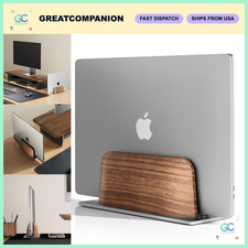 Vertical Laptop Stand - Minimalist Wood Holder for MacBook & Laptops, Walnut Fin picture