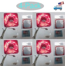 4pack: NEW Enermax 80mm RED LED 3pin Thermal Control Case Fan+ AntiVibration Pad picture