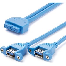 StarTech 1.64ft 2Port Panel Mount USB 3.0 Cable to Motherboard Header, Blue picture