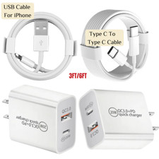 20W USB-C Fast Charger Type C Cable Lot For iPhone 17 16 15 14 13 12 11 Pro Max picture