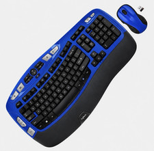 Logitech MK550 Comfort Wave K350 Blue Wireless Ergonomic Keyboard M510 Mouse USB picture