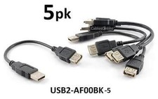5-PACK 6 inch USB 2.0 A-Type Male to Female Black Extension Cable, USB2-AF00BK picture