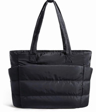 BAGSMART Puffy Tote Bag for Women, Lightweight Work Tote Handbag 20L for 15.6