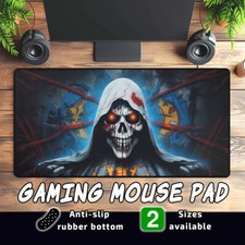 Skull Evil Lurking Gaze Gaming Mouse Pad. Sinister Grim Reaper Bloody Horror Art picture