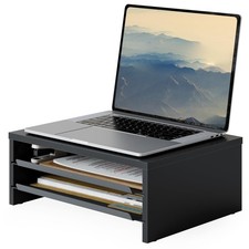 14.3Inch Monitor Stand With SlideOut Trays Wood Metal 3Tier Desk Shelf picture