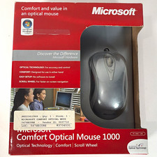 Microsoft Comfort Optical Mouse 1000 Wired USB Gray Scroll Wheel PC Mac Vintage picture