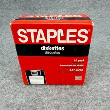 Vintage Staples 3.5 Floppy Diskettes 10 Pack DS/HD IBM 1.44MB Sealed 32321-US picture