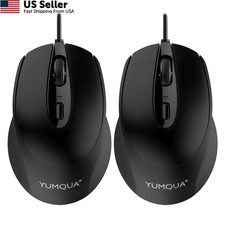 YUMQUA Wired Mouse Silent USB Corded for Computer MacBook 2Pack, black picture