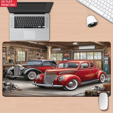 1pc Large XXL Retro Car Desk & Mouse Pad - Non-Slip Rubber Base Suitable for O picture
