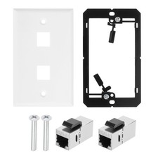 Ethernet Wall Plate 2 Port Cat 7 Ethernet Wall Outlet Jack RJ45 Coupler picture