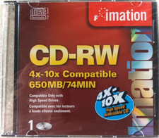 Imation CD-RW 10X High Speed Rewritable CD 650MB 74 Min NEW SEALED picture