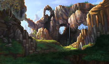 Landscape watercolor fantasy art rocks nature Custom Gaming Mat Desk picture