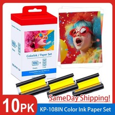 Canon Selphy CP1500 CP1300 CP1200 4x6 108 sheet Color Ink Paper Set KP-108IN lot picture