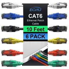 Cat6 Patch Cables 10 Feet (6 Pack), Cat 6 Ethernet Cable, 24AWG CCA, UTP Netw... picture