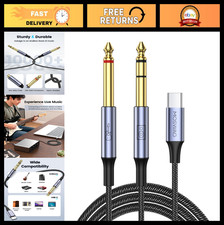 USB C to Dual 6.35mm Y Splitter Cable, Type C Audio Adapter for Guitar, Mixer, H picture