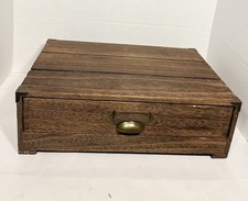 2021 TARGET/Threshold Brown Rustic Wooden Monitor Stand w/Storage Drawer picture