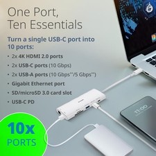 D-LINK 10-IN-1 USB-C HUB, MAX 100W POWER DELIVERY, DUAL 4K HDMI PORTS, 2 - picture
