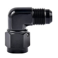 Female to Male Flare Swivel Fitting Adapter Aluminium Black 3AN 90 Degree picture