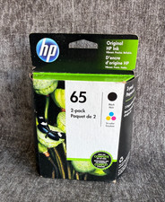 NEW Genuine HP 65 Black Tri-Color Ink Cartridges 2-Pack T0A36AN Sealed EXP 2023 picture