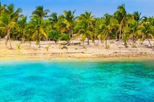 Landscape nature beach tropical sea palm trees sand Custom Gaming Mat Desk picture