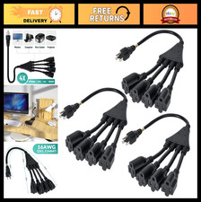 4 Way Power Cord Splitter Cable 3 Pack - 3 Prong Y Splitter Extension Cord 1.5ft picture