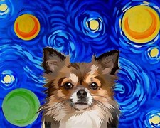 Starry Night Puppy Dog Cute Fantasy Art Mouse Pad Accessory 7 x 9 Mousepad picture