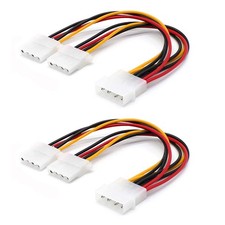2 Pack Computer Molex 4 Pin Power Supply Y Splitter Cable - 2 Female to Black picture
