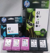 Lot of 5: Genuine HP 61/61XL Empty Ink Cartridges Black & Tri-Color OEM + Boxes. picture