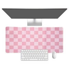 Checkered Desk Mat, 27.6x11.8 Inch Mouse Pad with Non-Slip, Pink picture