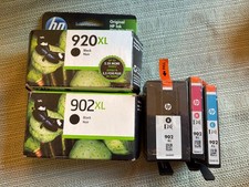 hp 920 xl cartridges new - 2 black in box, 1 out of box (unopened wrapper) color picture
