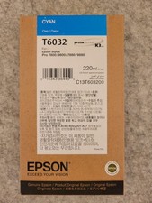 09-2021  GENUINE EPSON T6032 220ML CYAN INK STYLUS PRO 7800 7880 9800 9880 picture