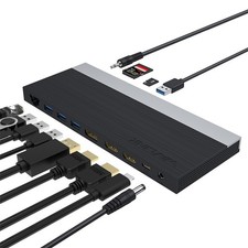USB C 4K Triple Display Docking Station 100W PD USB 3.0 Hub RJ45 SD/TF Card Slot picture