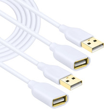 White USB Extension Cable, 2-Pack USB 2.0 10Ft/3M Type a Male picture