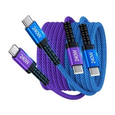 240W USB C C Charging Cable 6FT Fast Type Nylon Cord 2 Pack picture
