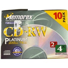 Memorex CD-RW Platinum 10 Pack (8 left) 650MB 74min 4x Rewrite Speed Slim Y2K picture