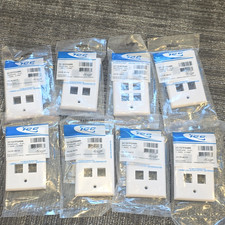 Pack of 8 ICC IC107F04WH White Flat 1-Gang 4-Port Wall Plate Faceplate picture