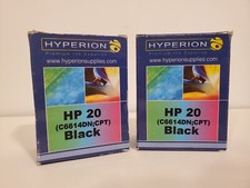 2- Hyperion HP 20 Black Ink Cartridges (C6614DN;CPT) Open Box, Sealed picture