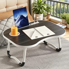 Portable Fold Laptop Table Bed Desk Tray Reading Light Drawer Metal Frame Black picture