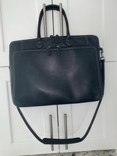 Levenger Black Leather Laptop Bag Messenger Unisex Brief Case picture