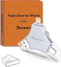 Mfi Certified USB 3.0 Flash Drive 128GB for Iphone, 3In1 External Memory Stick picture