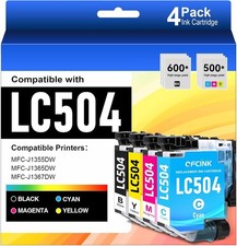 Chip LC504 4-Pack BCMY Black Color INKvestment Brother 1355 1365 1367 BN picture