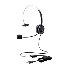 ELECOM headset USB overhead wired one ear 30mm driver black HS-HP29UBK picture