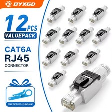 12PCS Cat6A RJ45 Field Termination Plug Tool-Free No Crimp 10Gbps Ethernet LAN picture