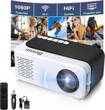 Mini Projector, HD 1080P WiFi Video Projector, Portable Outdoor Projector with T picture