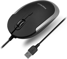 Macally Silent Wired Mouse - Slim & Compact USB Black with Space Gray Trim  picture
