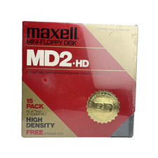 NEW SEALED Maxell Mini Floppy Disks MD2-D 15 Pack ~ w/ Plastic Storage Case picture