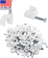 100Pcs Nail Cable Clips with Steel Nail, 6Mm White Cable Wire Management Clips f picture